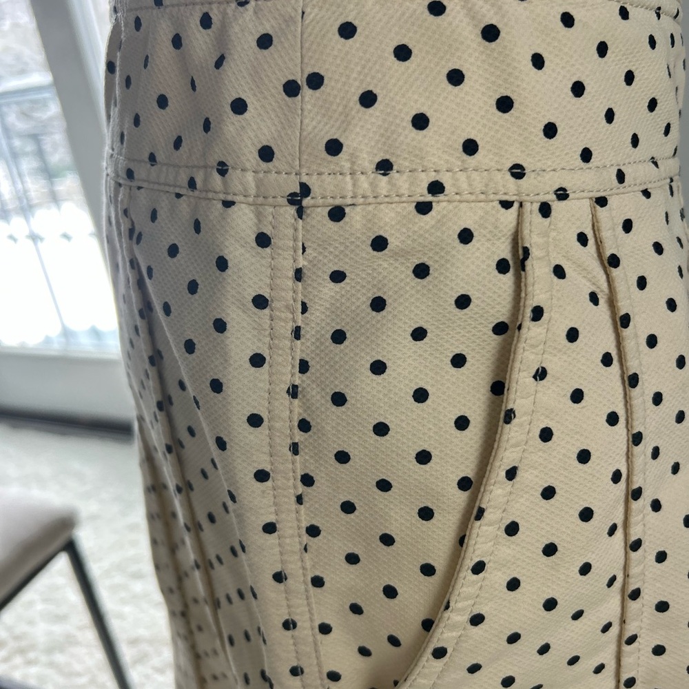DKNY Cream and Black Polka Dot A-Line Skirt